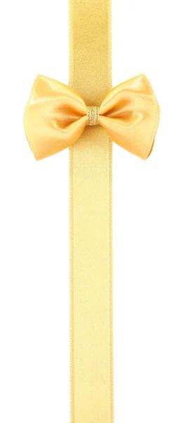 Golden ribbon and bow isolated on white — Stock Photo, Image