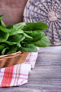 Yuvarlak sepet içinde taze kuzukulağı