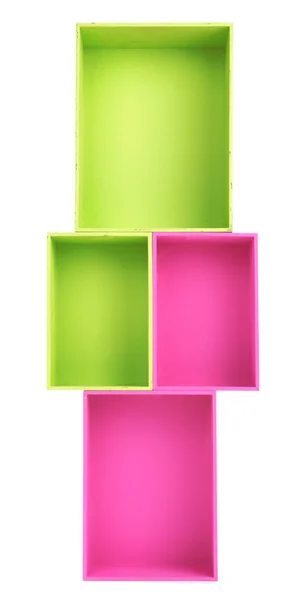 Boîtes rectangulaires multicolores isolées sur blanc — Photo