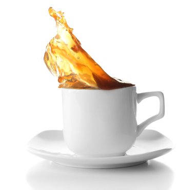 kahve sıçraması, üzerinde beyaz izole ile