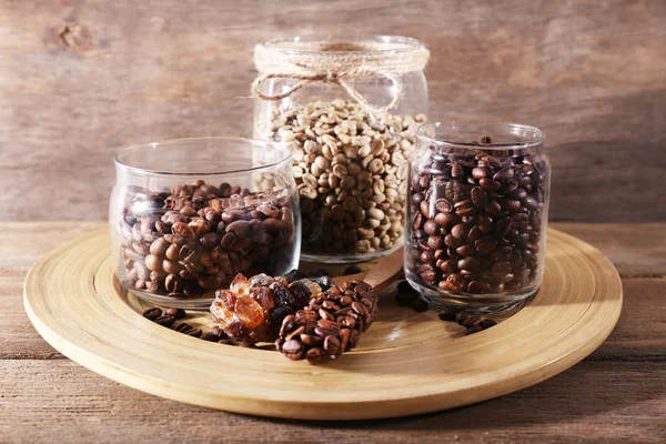 Coffee beans in jars — Stock Photo, Image