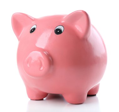 Kumbara beyazda izole edilmiş.