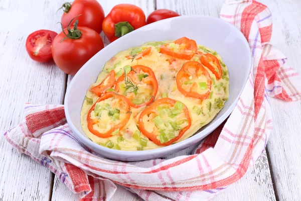 Casserole with vegetables in bowl  on table close-up — Stock Photo, Image