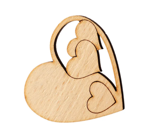 Decorative wooden heart isolated on white — Stock Photo, Image