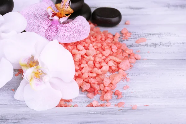 Orchid flowers and spa stones — Stock Photo, Image