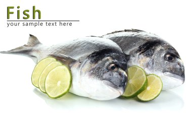 iki balık dorado limon ile üzerine beyaz izole.