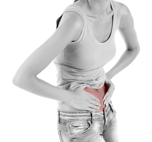 Concepto de dolor.Dolor abdominal — Foto de Stock