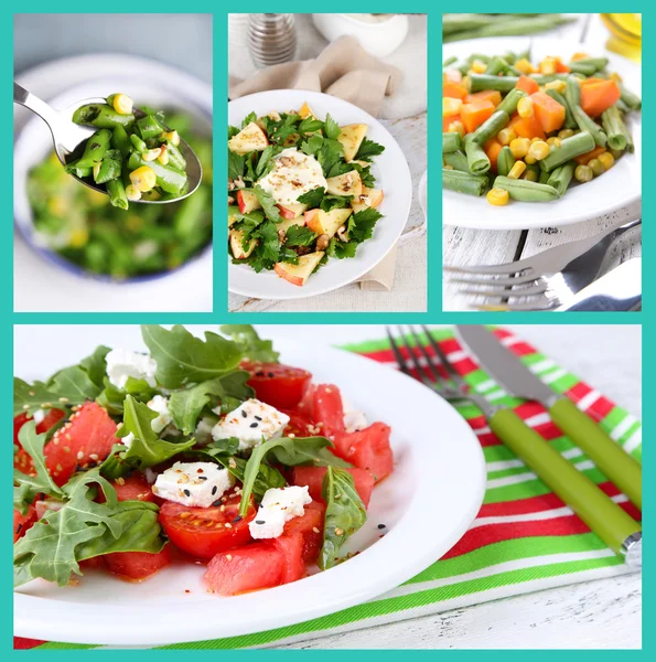 Collage de salades savoureuses — Photo