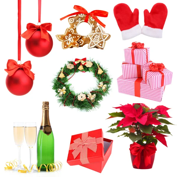 Natal e Ano Novo coleção de decoração — Fotografia de Stock