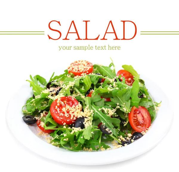 Salade fraîche à la roquette, isolée sur fond blanc — Photo