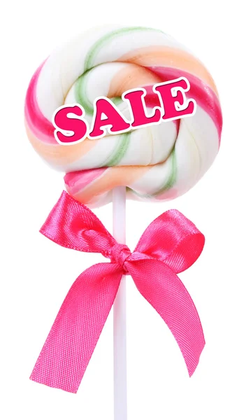 Colorful lollipop with bow — Stock Photo, Image