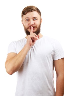 Beyaz izole sakallı yakışıklı adam portresi