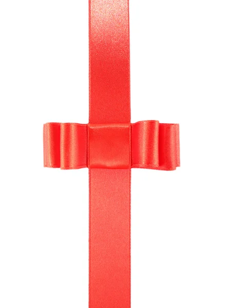 Red ribbon and red bow isolated on white — Stock Photo, Image