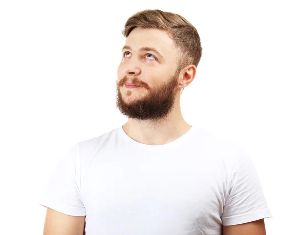 Retrato de un hombre guapo con barba aislada en blanco —  Fotos de Stock