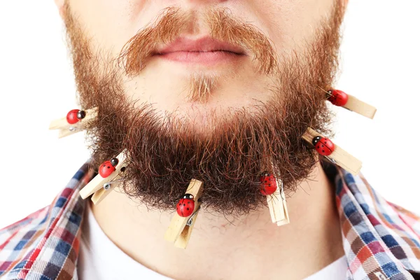 Long beard of clothespins — Stock Photo, Image