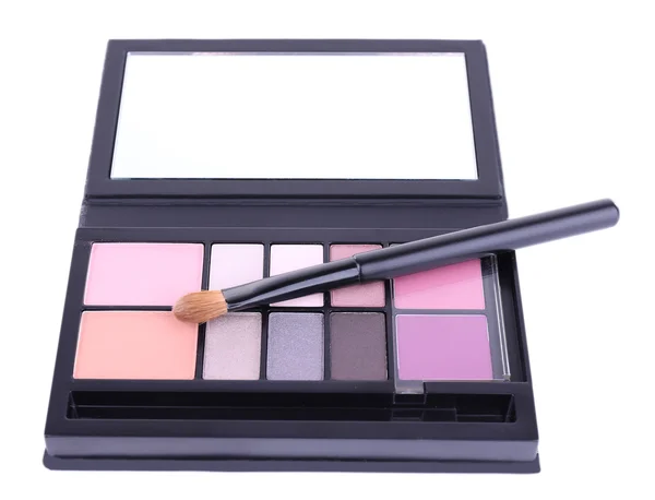 Eyeshadow set and brush — Stock Photo, Image