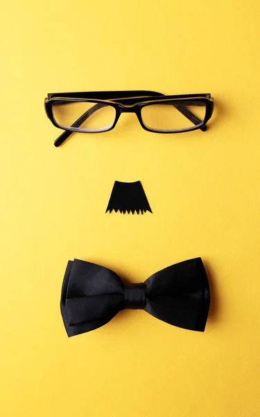 Brýle, knír a motýlek — Stock fotografie
