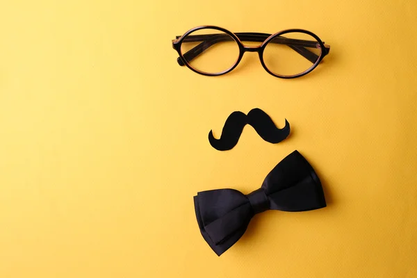 Glasses, mustache and bow tie — Stock Photo, Image