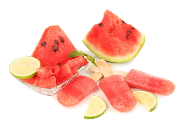 Watermelon ice-cream, isolated on white — Stock Photo, Image