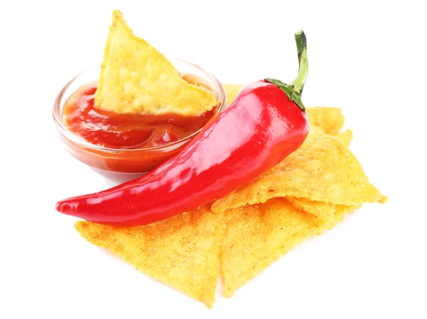 Nachos med sås — Stockfoto