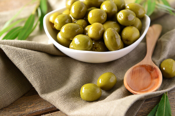 Green olives in bowl