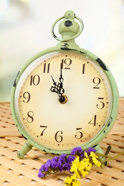 Retro alarm on table, close up — Stock Photo, Image