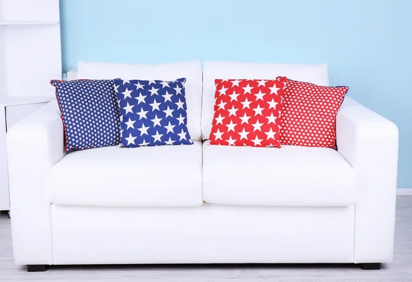 White sofa with pillows — Stock Photo, Image