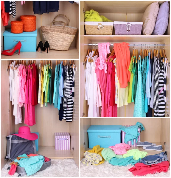 Wardrobe with clothes — Stock Photo, Image