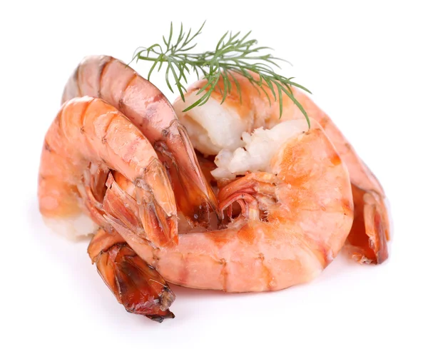 Fresh boiled prawns on white background isolated — Stock Photo, Image