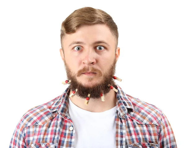 Pohledný muž s vousy — Stock fotografie