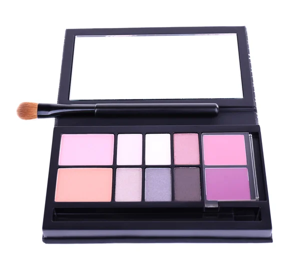 Eyeshadow set and brush — Stock Photo, Image