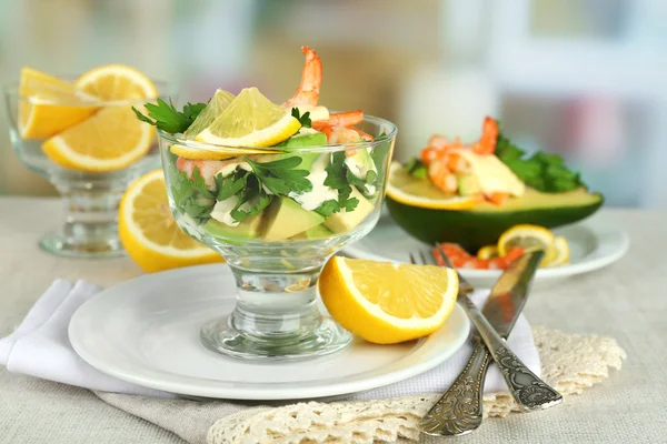 Salads with shrimps — Stock Photo, Image