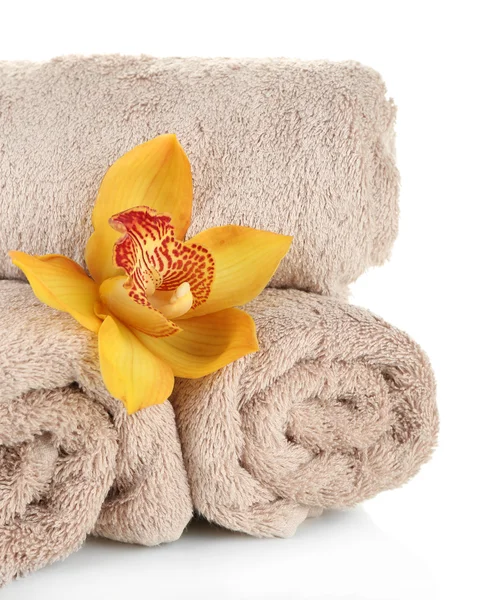 Orchid flower and towels — Stock Photo, Image