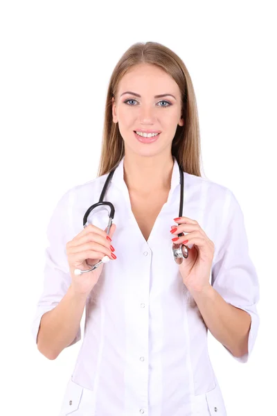 Jeune beau médecin isolé sur blanc — Photo