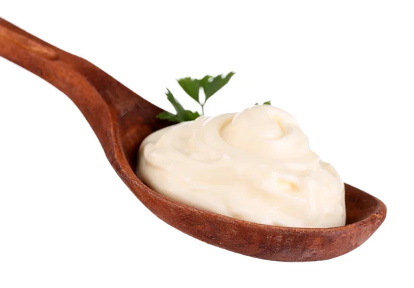 Mayonnaise in spoon — Stock Photo, Image