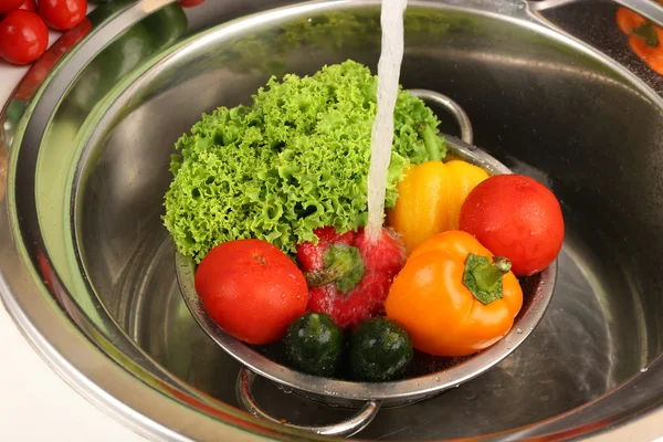 Vegetables in sink — Stock Photo, Image