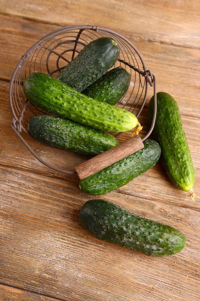 Cucumbers in basket — Stock Photo, Image