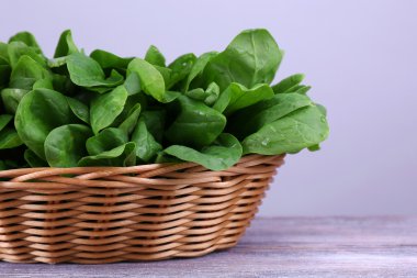 Yuvarlak sepet içinde taze kuzukulağı