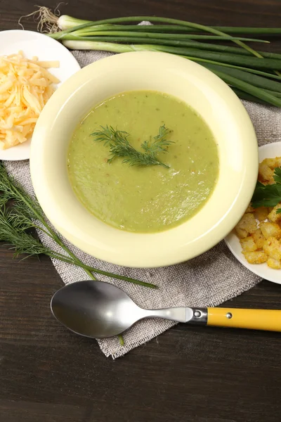 Leek soup on table — Stock Photo, Image