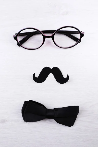 Glasses, mustache and bow tie — Stock Photo, Image