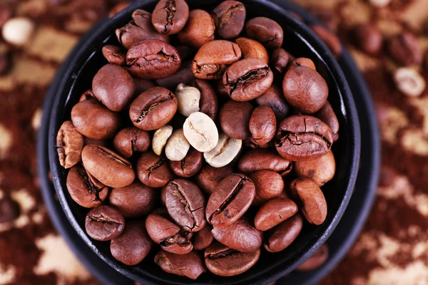 Coffee beans in cup closeup — Stock Photo, Image