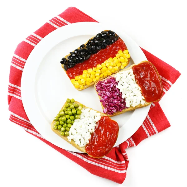Sandwiches with different flags — Stock Photo, Image
