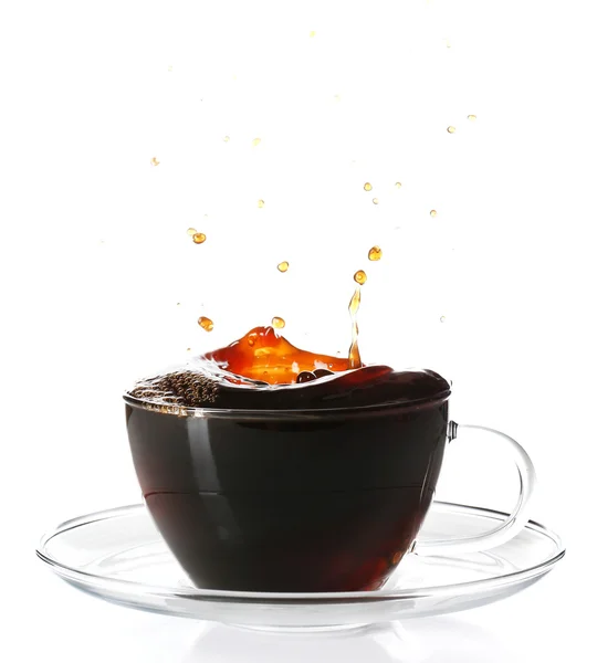 Cup of coffee with splashes — Stock Photo, Image