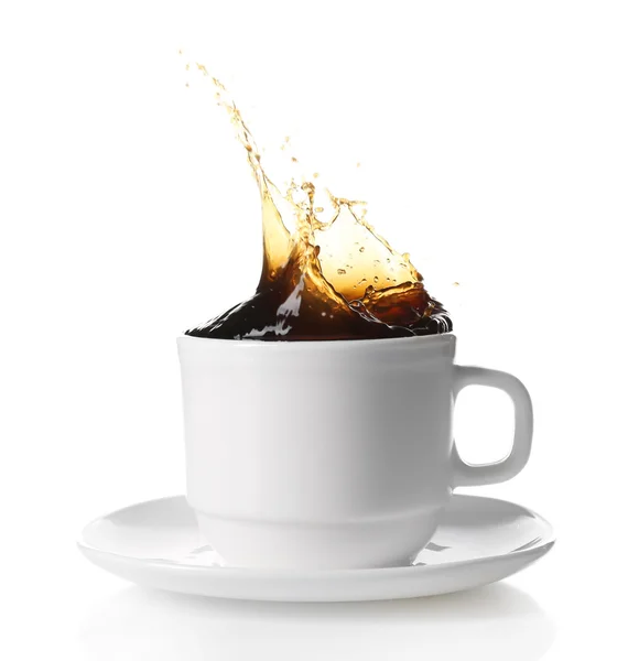 Cup of coffee with splashes — Stock Photo, Image