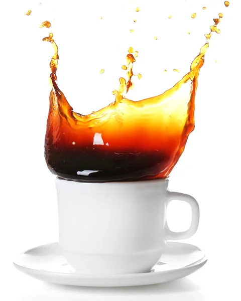 Cup of coffee with splashes — Stock Photo, Image