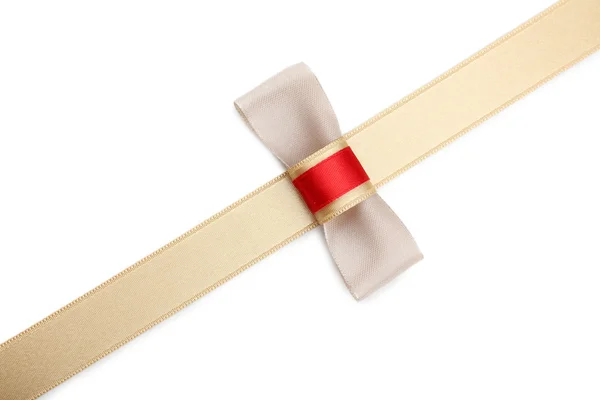 Light ribbon and bow isolated on white — Stock Photo, Image