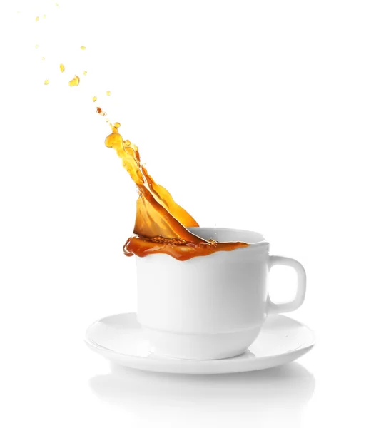 Cup of coffee with splashes — Stock Photo, Image