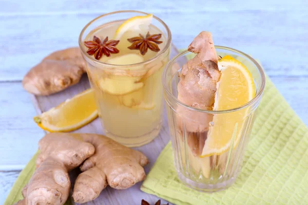 Glasses of ginger drink