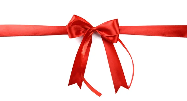 Shiny red ribbon with bow — Stock Photo, Image