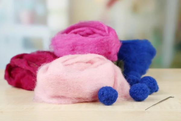 Wool for felting with needle — Stock Photo, Image